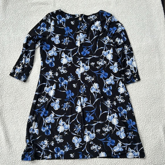 Tommy Hilfiger Blue Black White Floral Pattern Dress, Size 16 - Picture 6 of 7